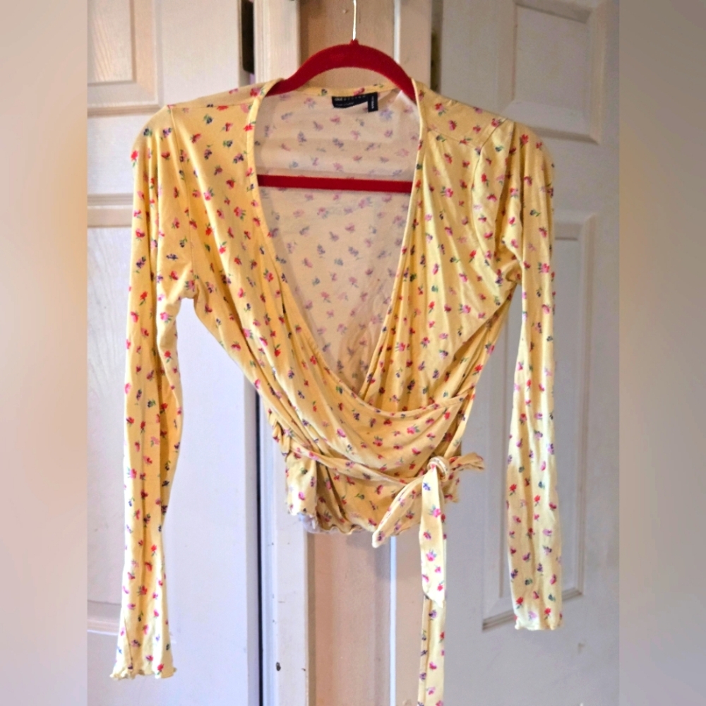 Asos, yellow, wrap top